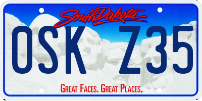 SD license plate 0SKZ35
