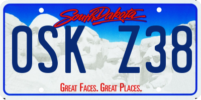 SD license plate 0SKZ38