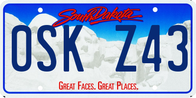 SD license plate 0SKZ43