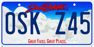 SD license plate 0SKZ45