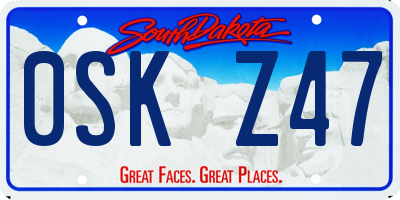 SD license plate 0SKZ47