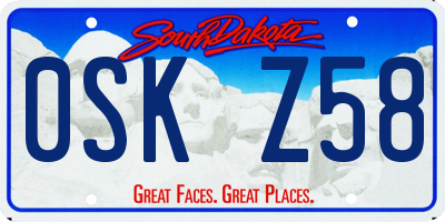 SD license plate 0SKZ58