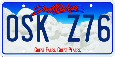 SD license plate 0SKZ76