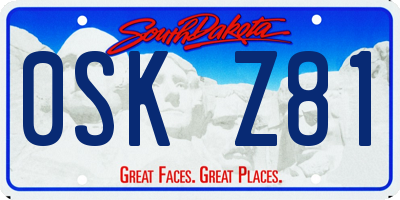 SD license plate 0SKZ81