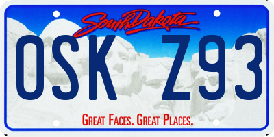 SD license plate 0SKZ93