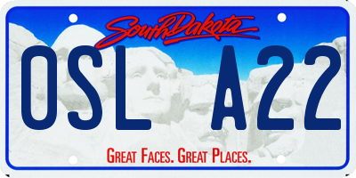 SD license plate 0SLA22