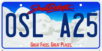 SD license plate 0SLA25