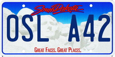 SD license plate 0SLA42