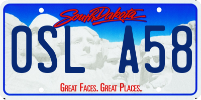 SD license plate 0SLA58