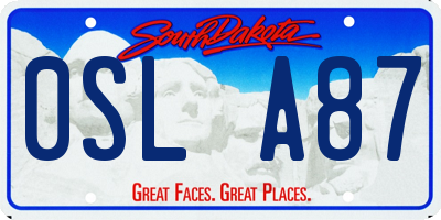 SD license plate 0SLA87