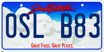 SD license plate 0SLB83