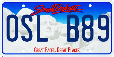 SD license plate 0SLB89