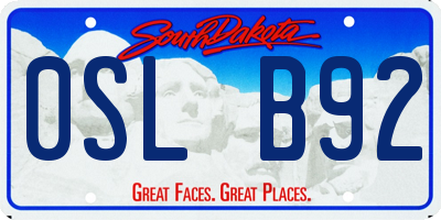 SD license plate 0SLB92