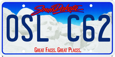 SD license plate 0SLC62