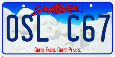 SD license plate 0SLC67