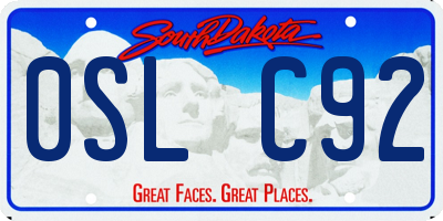 SD license plate 0SLC92