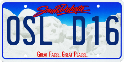 SD license plate 0SLD16