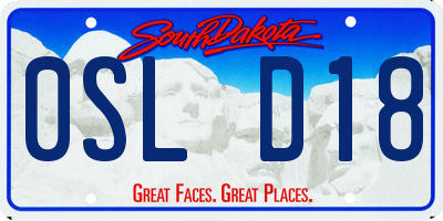 SD license plate 0SLD18