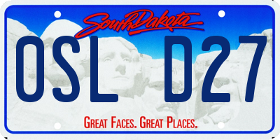 SD license plate 0SLD27