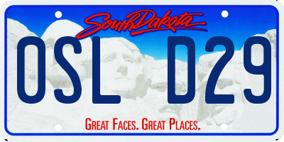 SD license plate 0SLD29