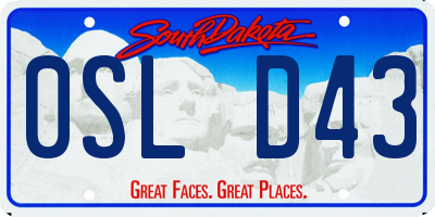 SD license plate 0SLD43
