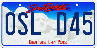 SD license plate 0SLD45