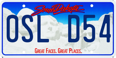 SD license plate 0SLD54