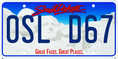 SD license plate 0SLD67