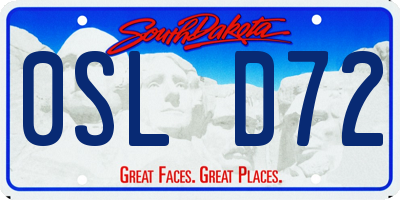 SD license plate 0SLD72