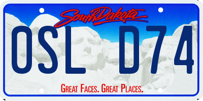 SD license plate 0SLD74