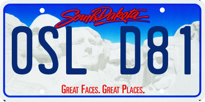 SD license plate 0SLD81