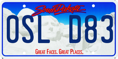 SD license plate 0SLD83