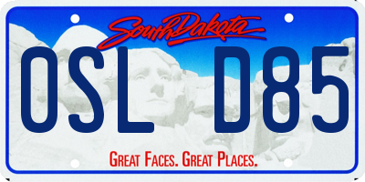 SD license plate 0SLD85
