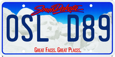 SD license plate 0SLD89