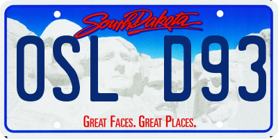 SD license plate 0SLD93