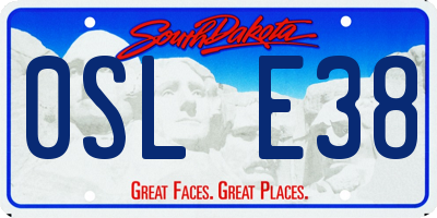 SD license plate 0SLE38