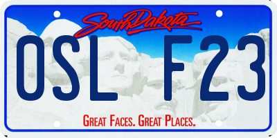 SD license plate 0SLF23