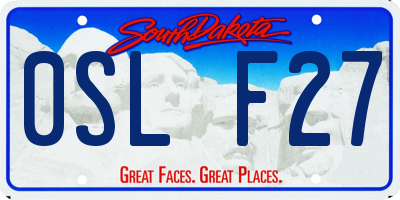 SD license plate 0SLF27