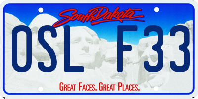 SD license plate 0SLF33