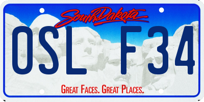 SD license plate 0SLF34