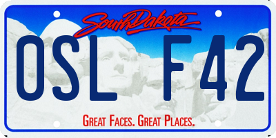 SD license plate 0SLF42