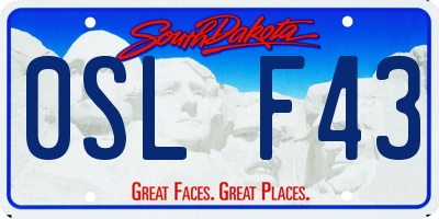 SD license plate 0SLF43