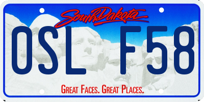 SD license plate 0SLF58