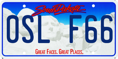 SD license plate 0SLF66