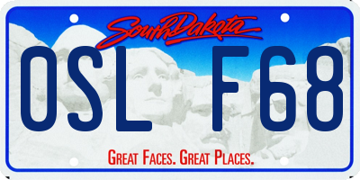 SD license plate 0SLF68