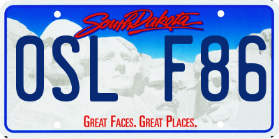 SD license plate 0SLF86