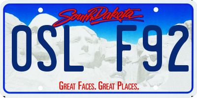 SD license plate 0SLF92