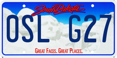 SD license plate 0SLG27