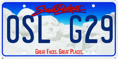 SD license plate 0SLG29