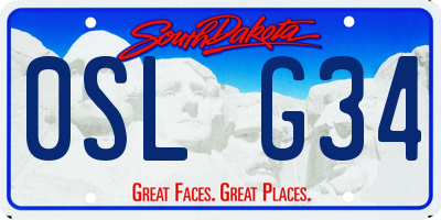 SD license plate 0SLG34